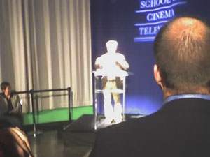 Steven Spielberg at the opening of the EA Game Lab at USC