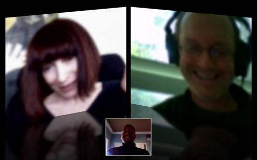 Anne Friedberg, Steve Anderson and I on a videoconference during the production of “The Virtual Window Interactive.”