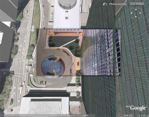 Image from North by Northwest posed in Google Earth'